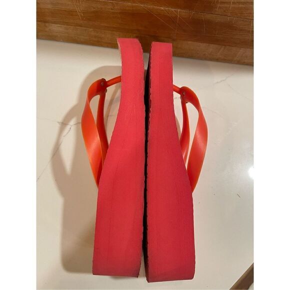 Tory Burch Platform Flip Flop Sandals Red Gingham Sz 7.5 - Picture 3 of 7